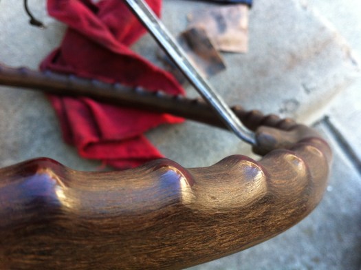 240z steering wheel - wood grain close up